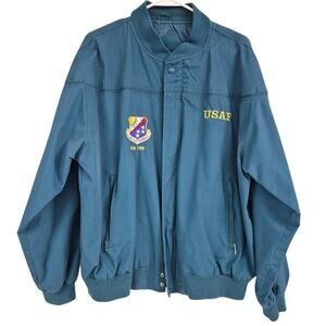 VTG Arnie Blue Bomber Jacket Air Force USAF 67TH TACTICAL RECON WING Patch Sz L